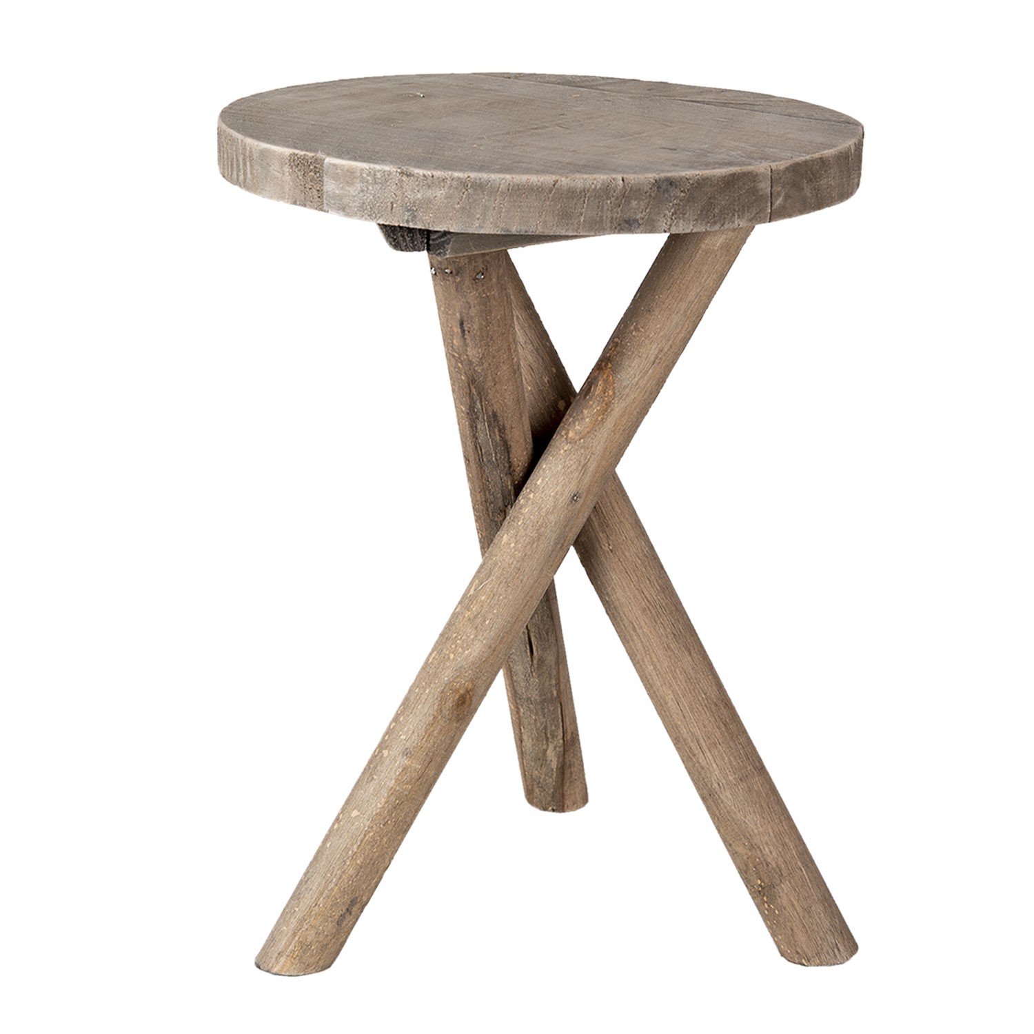 Dřevěný kulatý stolek na květiny - Ø 24*32 cm