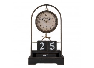 Kovové stolní hodiny s dřevěnými kostičkami alá kalendář - 23*12*39 cm