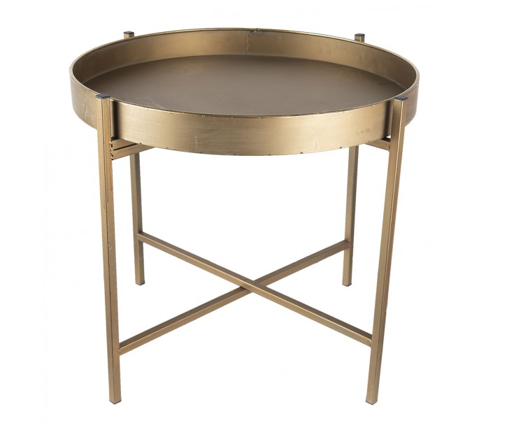 Zlatý kovový kulatý odkládací stolek - Ø 52*40 cm