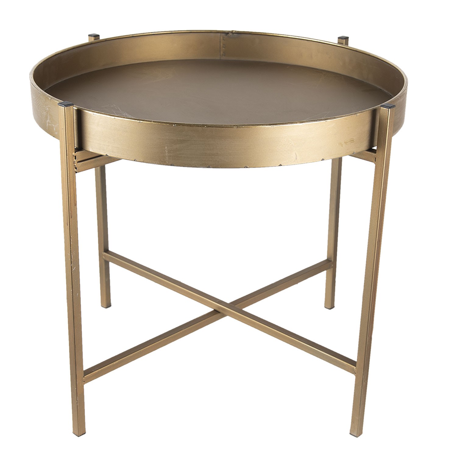 Zlatý kovový kulatý odkládací stolek - Ø 52*40 cm Clayre & Eef