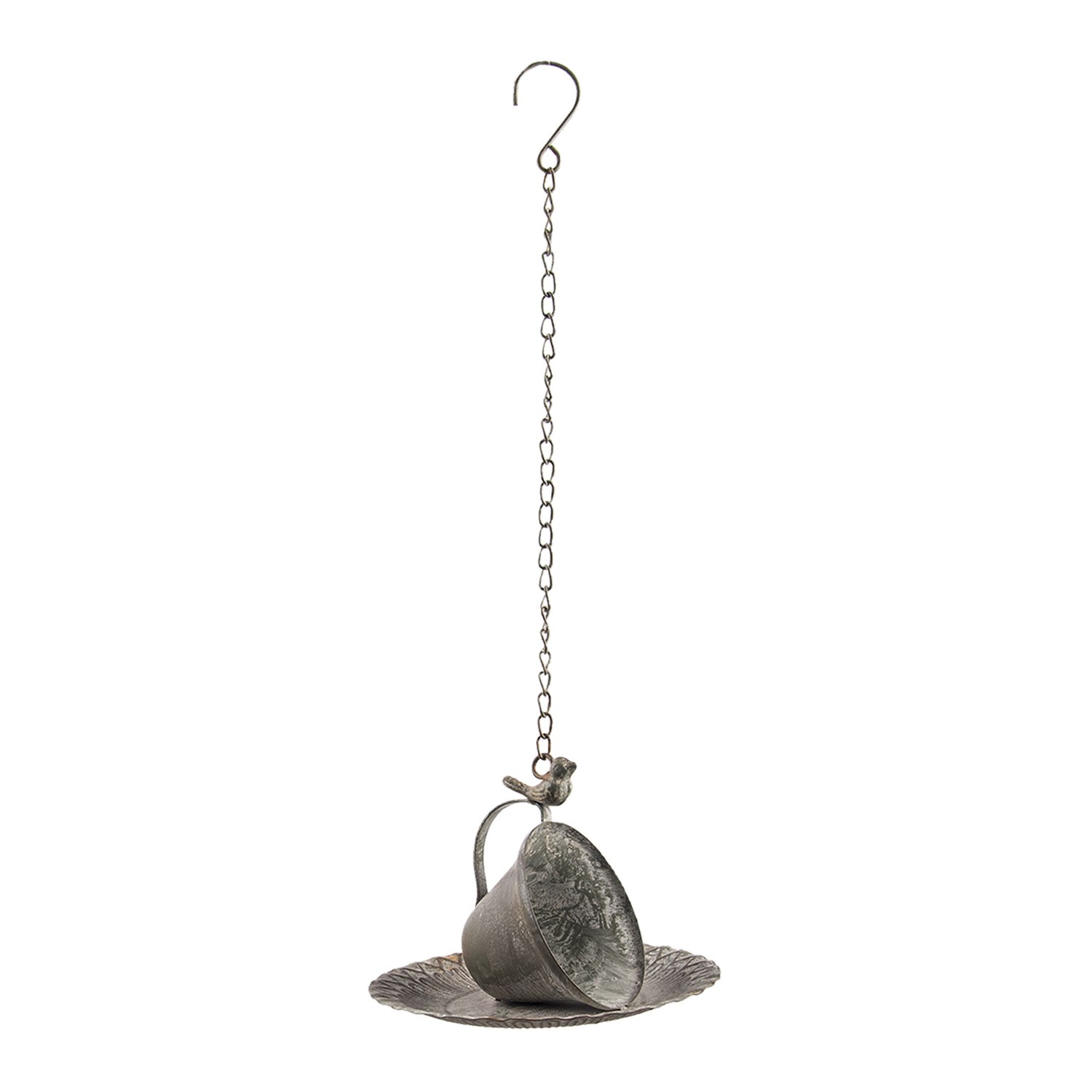 Závěsné dekorativní kovové krmítko pro ptáčky - Ø 21*25/57 cm Clayre & Eef