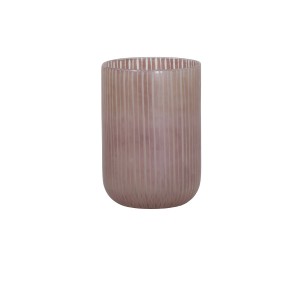 Skleněná proužkovaná růžová váza Tollegno - Ø 16,5 * 22 cm