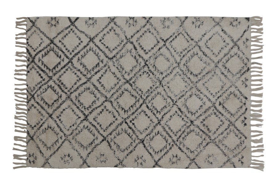 Bílo černý obdélníkový koberec Boyaka se vzorem - 120*80 cm