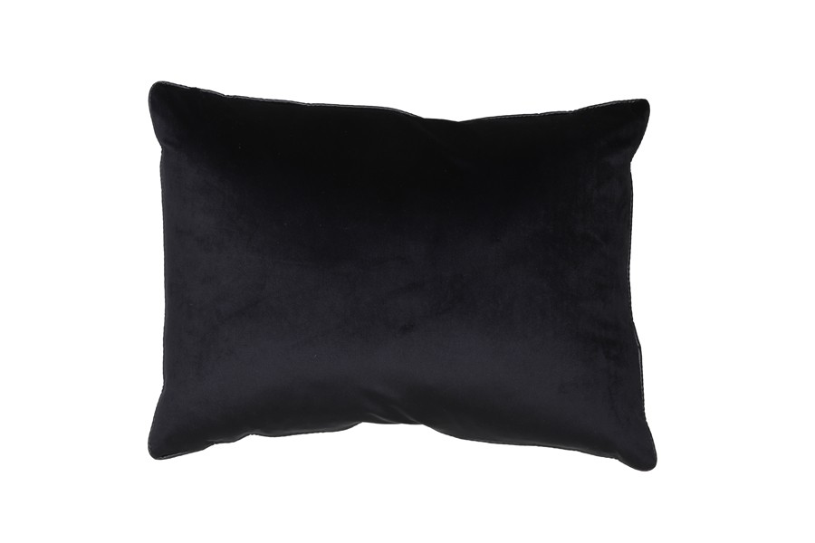 Tmavý podlouhlý polštář s ptáčky a květy Prisha - 60*45 cm