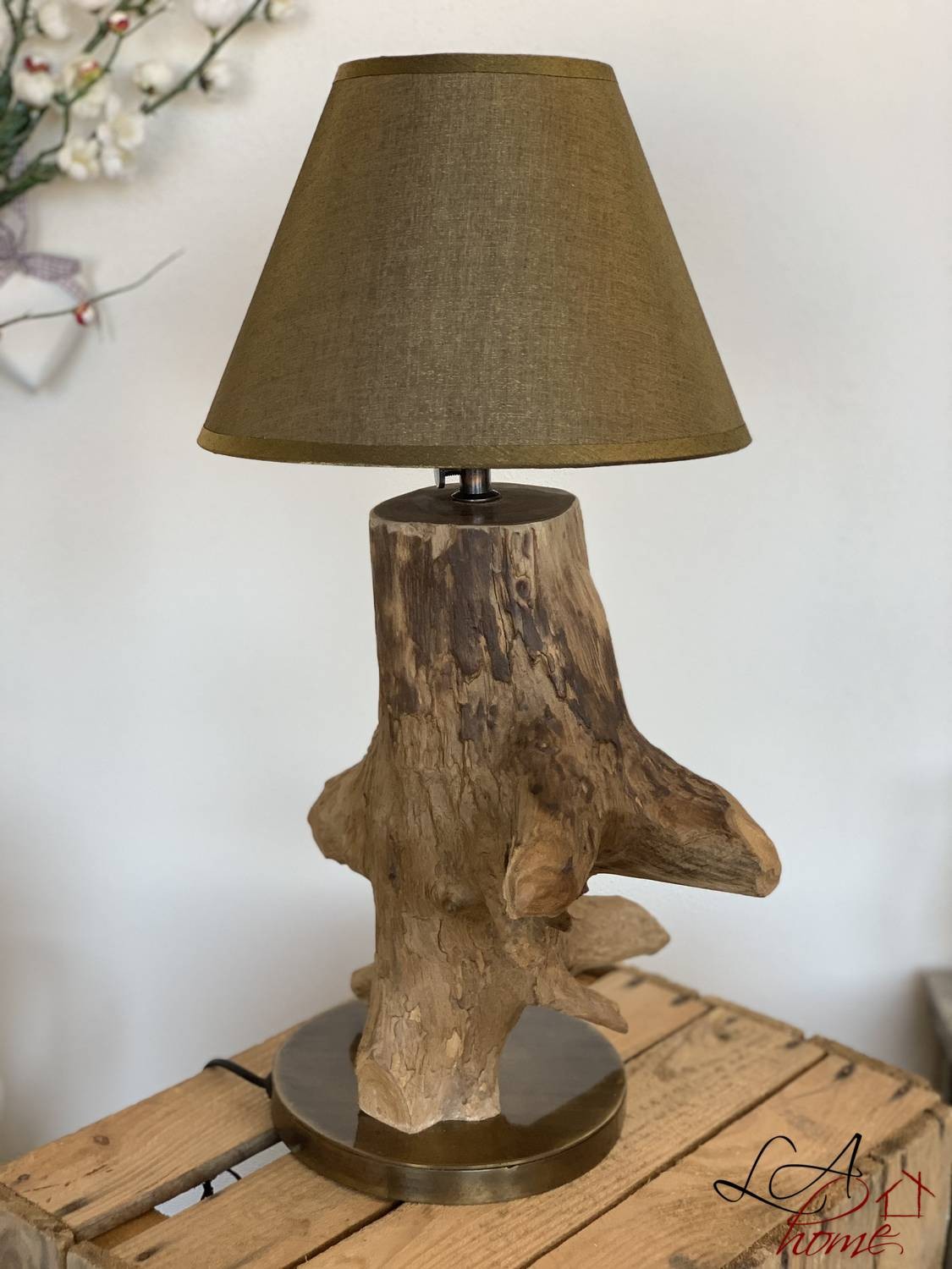 Hnědá dřevěná základna k lampě Sapri natural - Ø 18*30-40 cm / E27