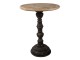 Tmavě hnědý kovový odkládací stolek s dřevěnou deskou - Ø 57*75 cm