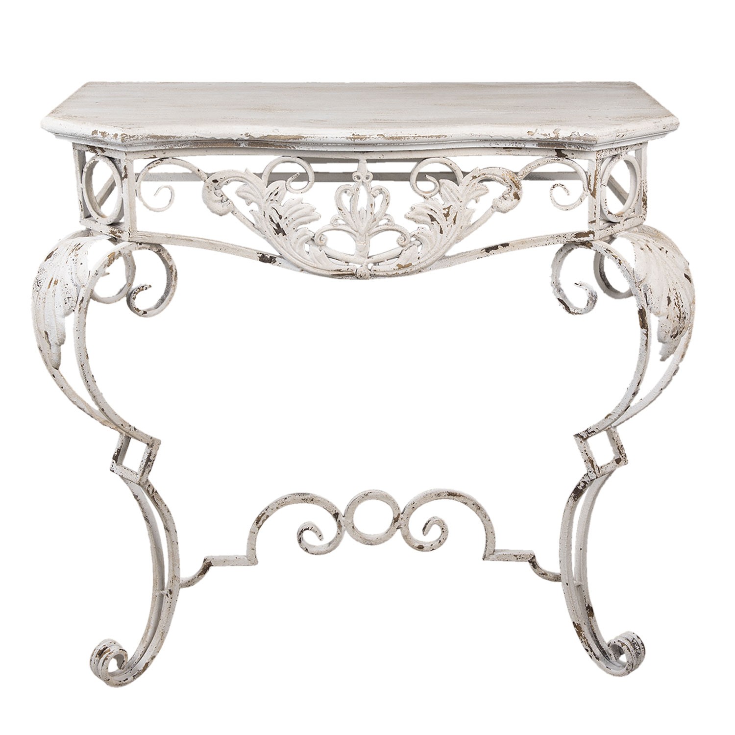 Bílý kovový nástěnný vintage stolík Pablo - 86*44*81 cm Clayre & Eef