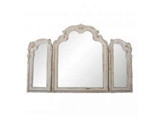 Tříkřídlé bílo hnědé dřevěné zrcadlo Fae s patinou - 66*3*84 cm