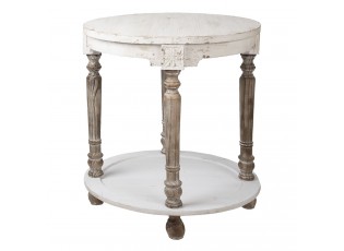 Bílo hnědý kulatý odkládací stolek Raul - Ø 60*68 cm