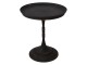 Tmavě hnědý kovový odkládací stolek na 1 noze s patinou - Ø 60*68 cm