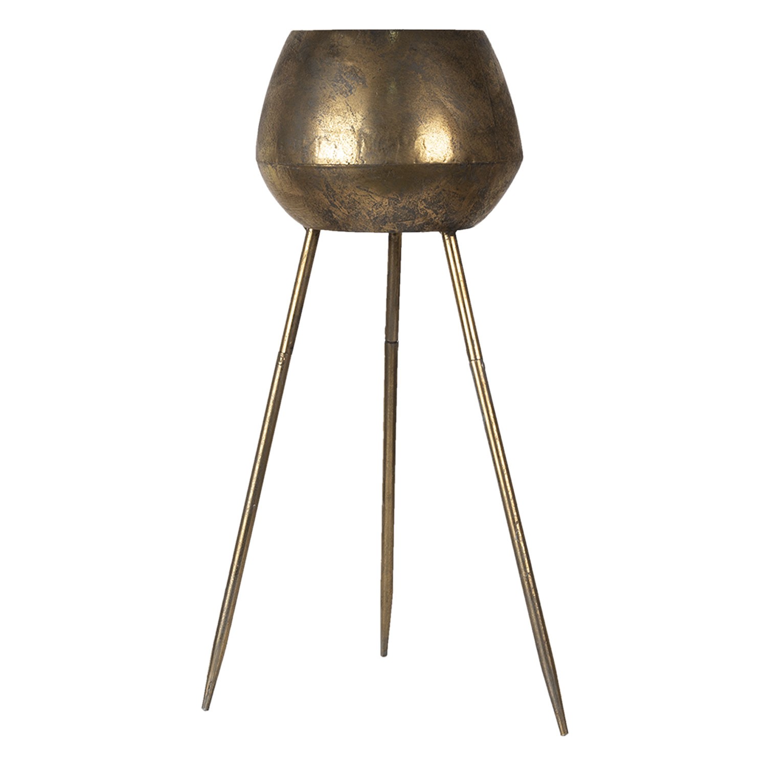 Zlatý kovový stolek Di na květiny s patinou - Ø 24*69 cm 5Y0876
