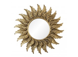Zlaté zrcadlo v rámu z andělských křídel - Ø 47*3 cm