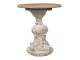 Bílo hnědý kovový stolek s dřevěnou deskou - Ø 50*52 cm