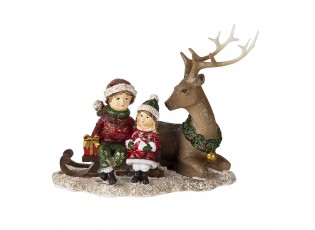 Vánoční dekorativní soška jelen s dětmi - 17*11*16 cm