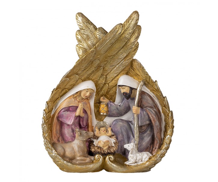 Vánoční betlém ve zlatých andělských křídlech - 21*8*26 cm