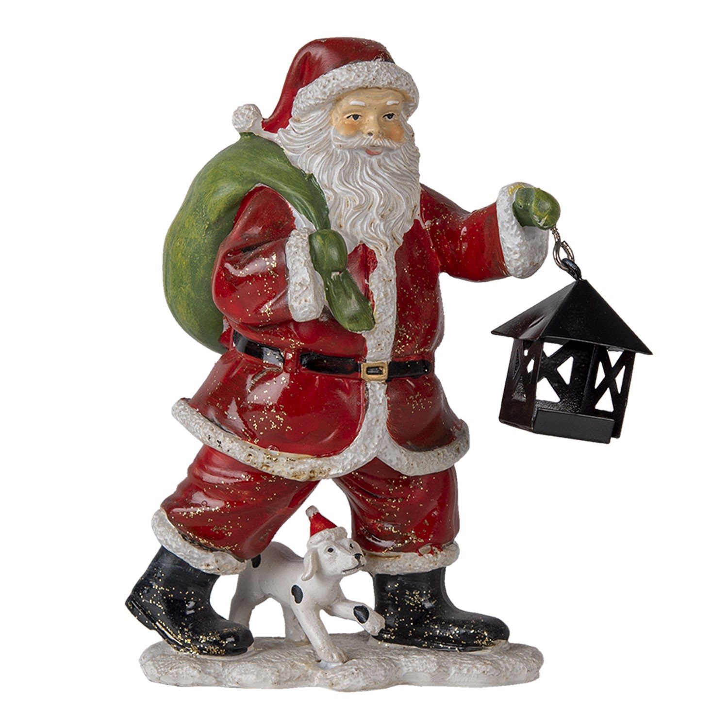 Dekorativní soška Santy se psem - 11*6*15 cm