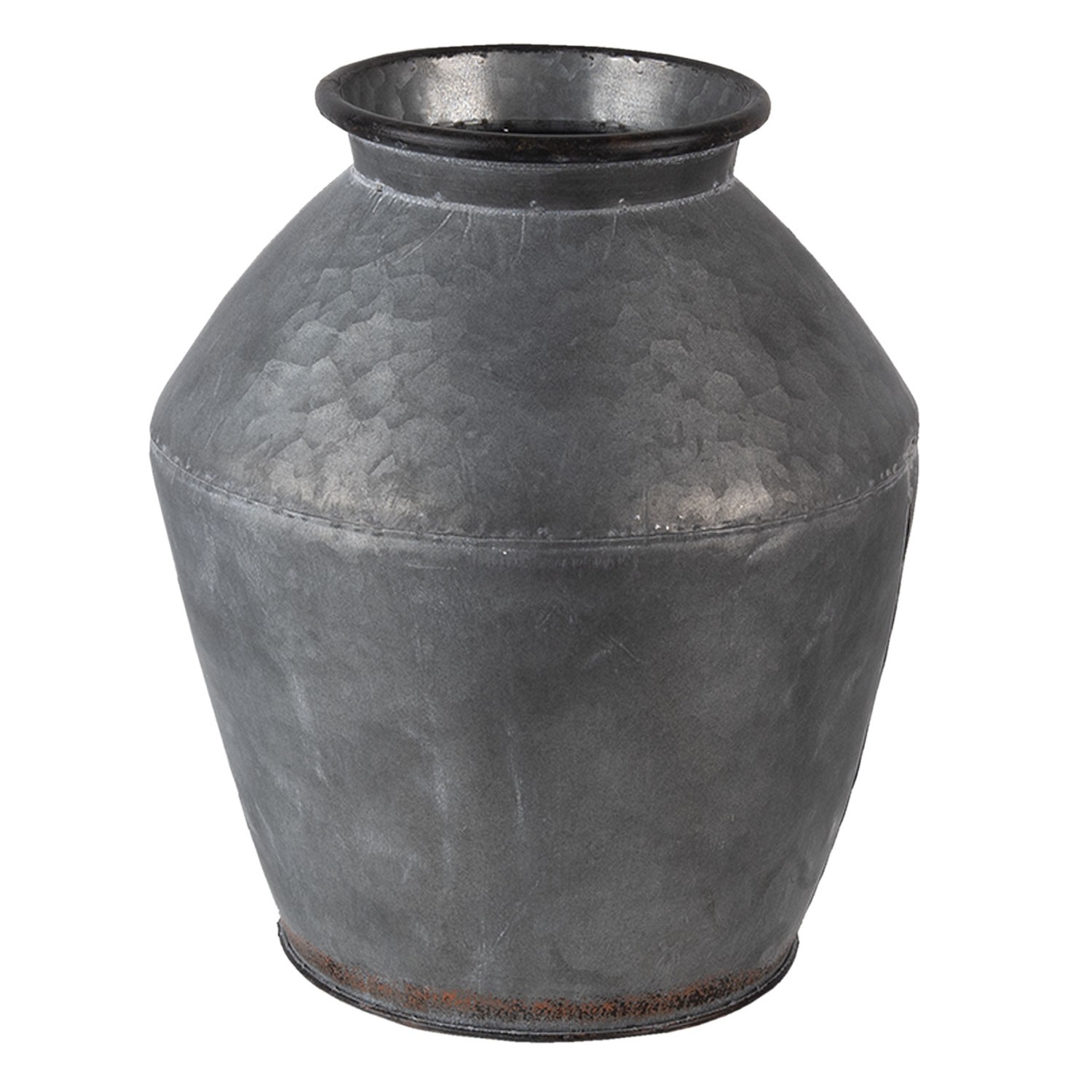 Šedá antik plechová dekorační váza Moisés - Ø 30*34 cm Clayre & Eef