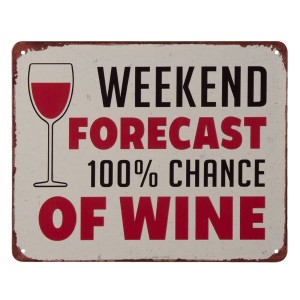 Nástěnná kovová cedule Weekend & Wine - 20*25 cm