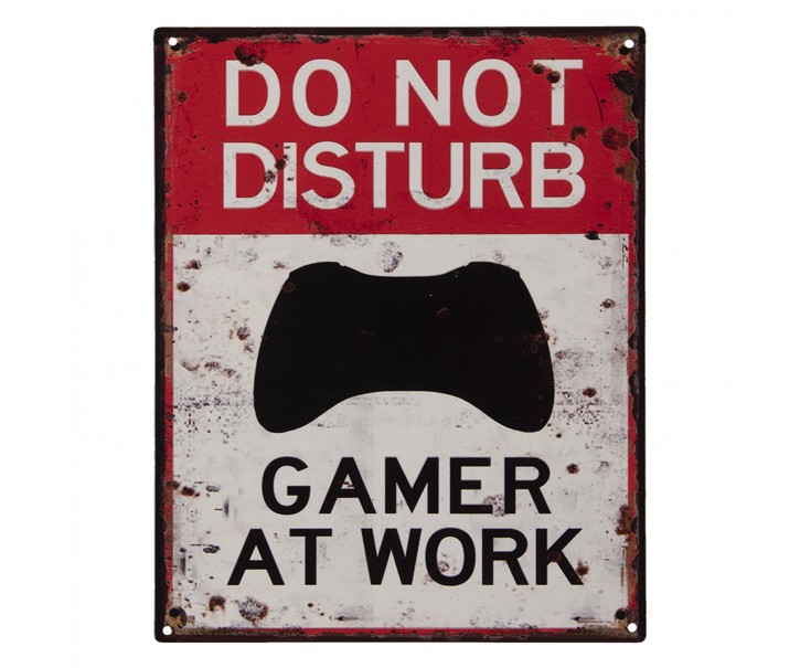 Nástěnná kovová cedule Gamer at work - 20*25 cm
