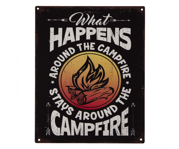 Nástěnná kovová cedule Happens Campfire - 25*20 cm
