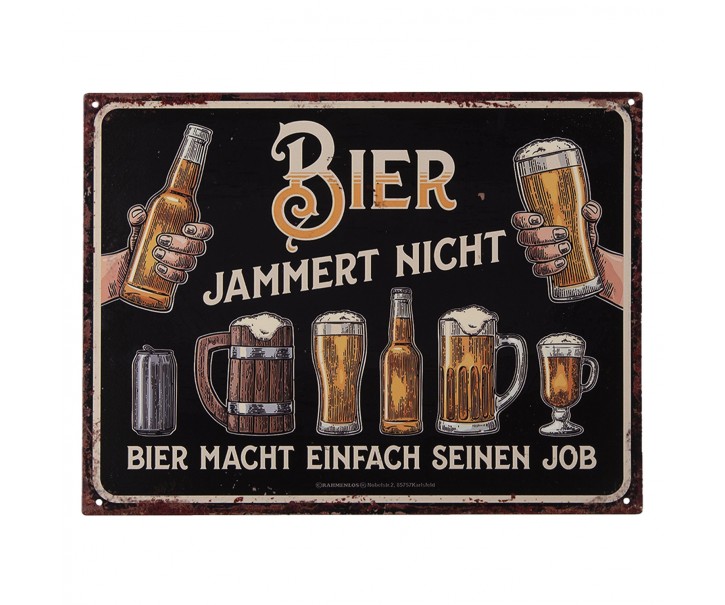 Nástěnná kovová cedule Bier Jammert Nicht - 33*25 cm
