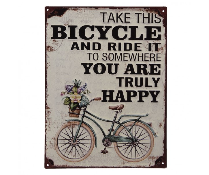 Nástěnná kovová cedule Bicycle - 33*25 cm