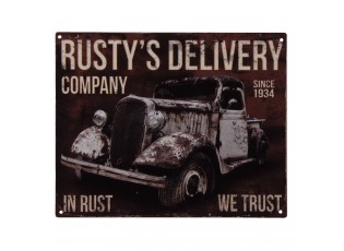 Nástěnná kovová cedule In Rust We Trust - 25*20 cm