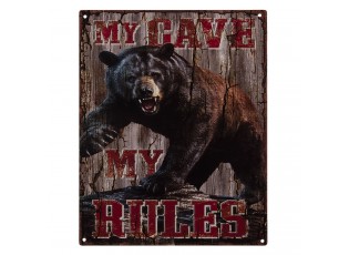 Nástěnná kovová deska s medvědem My Rules - 25*20 cm