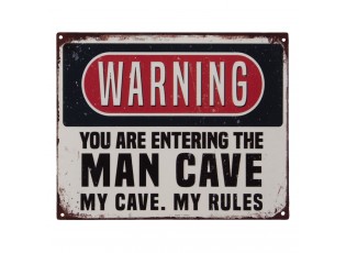 Nástěnná kovová cedule Man Cave Warning- 25*20 cm