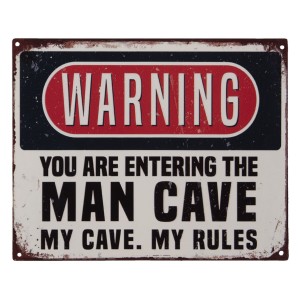 Nástěnná kovová cedule Man Cave Warning- 25*20 cm