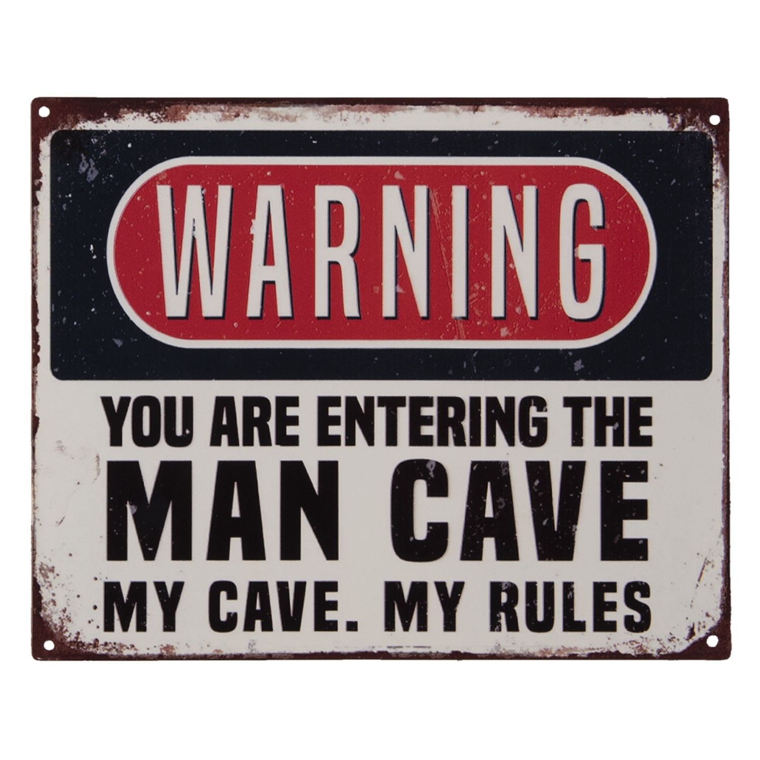 Levně Nástěnná kovová cedule Man Cave Warning- 25*20 cm 6Y4370