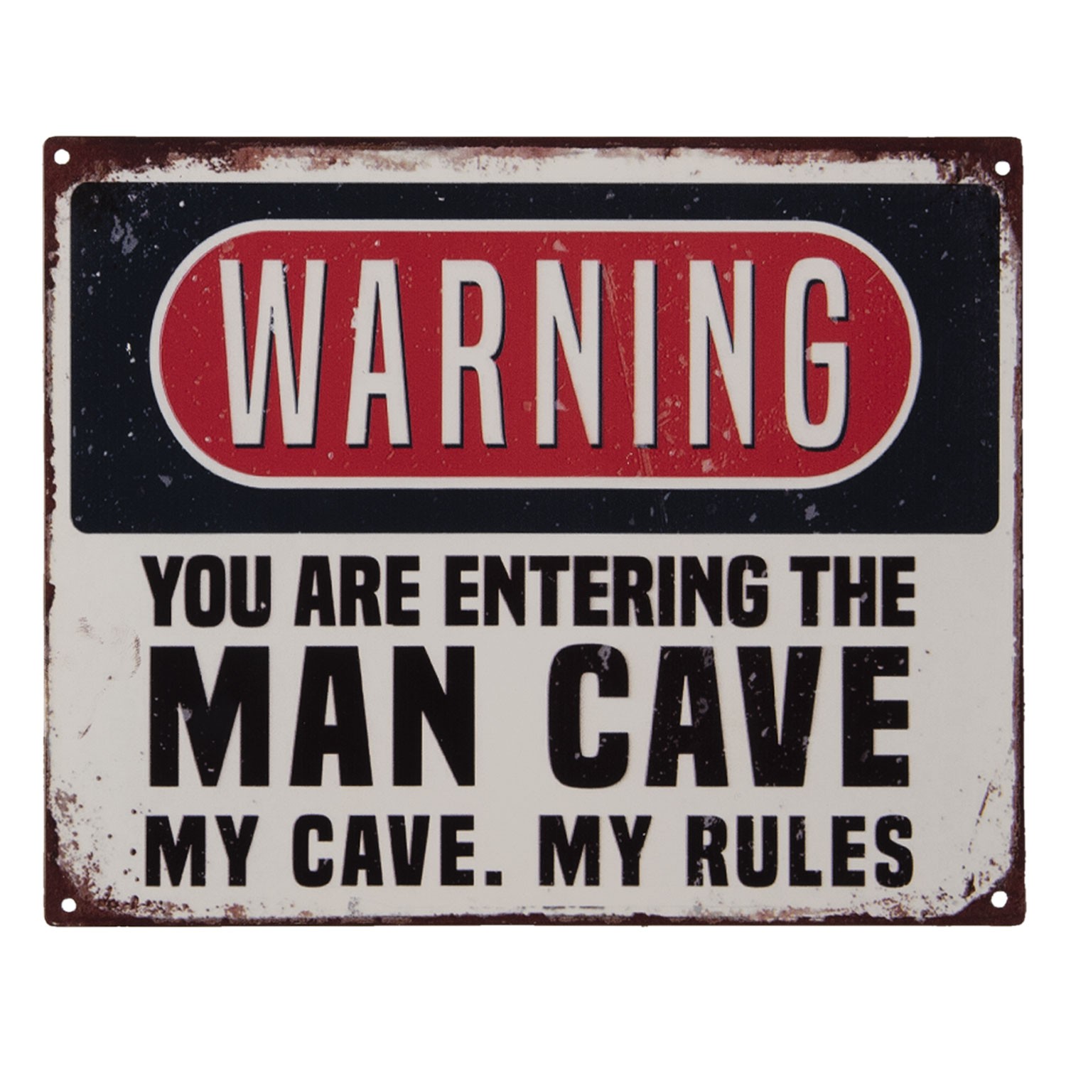 Nástěnná kovová cedule Man Cave Warning- 25*20 cm
