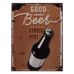 Nástěnná kovová cedule Good beer - 33*25 cm