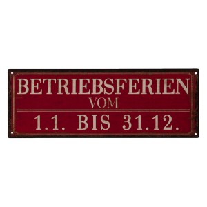Nástěnná kovová cedule Betriebferien - 36*13 cm