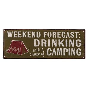 Nástěnná kovová cedule Drinking & Camping - 36*13 cm