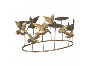 Zlatá kovová dekorace s ptáčky a květy - 37*22*19 cm