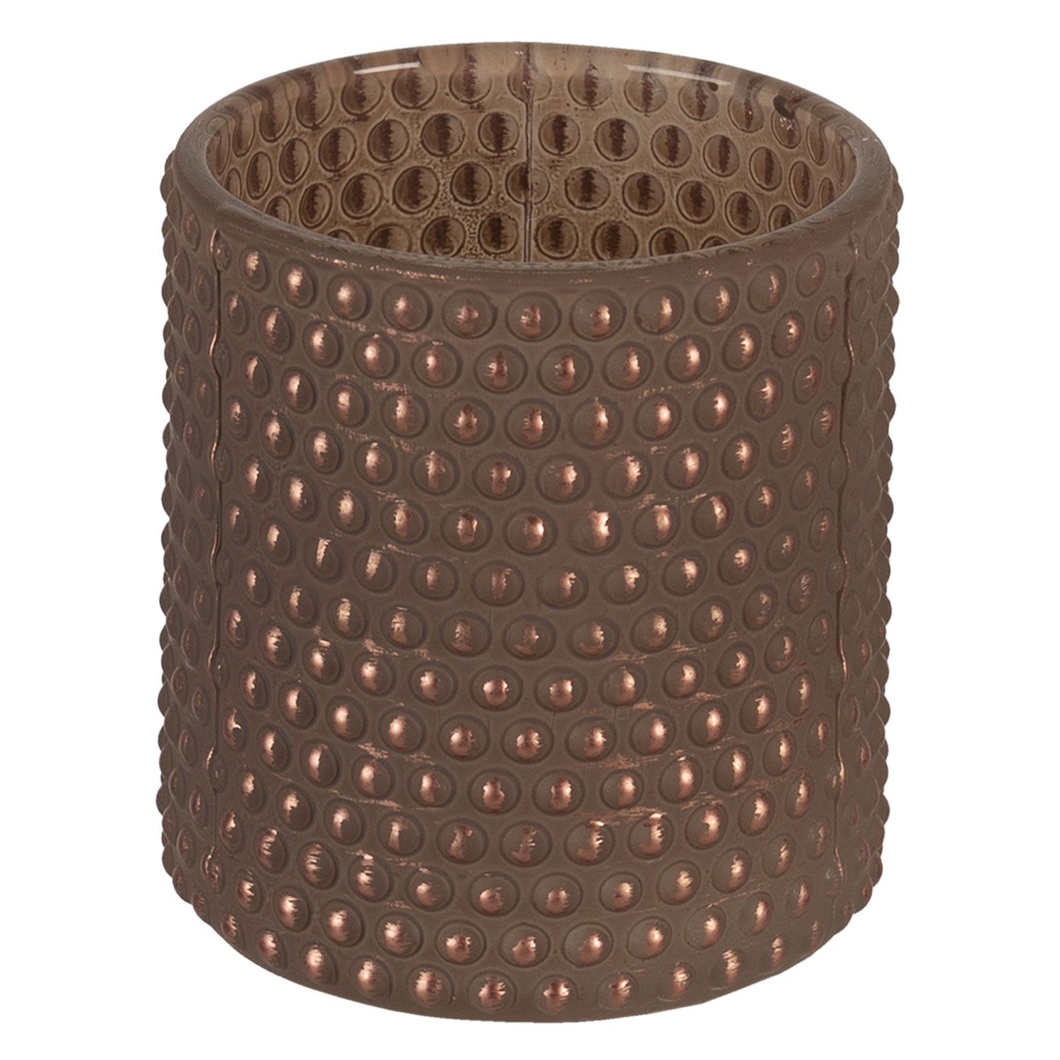 Hnědý skleněný svícen Inna - Ø 8*9 cm