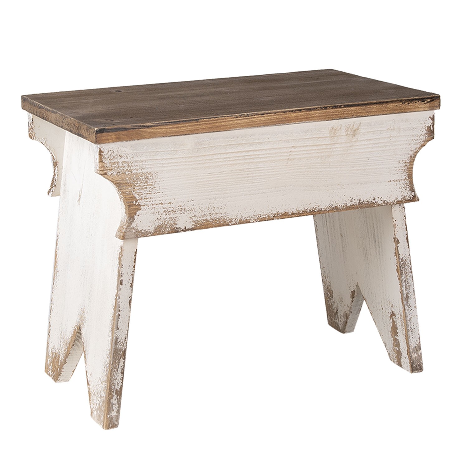 Bílý dřevěný stolík Ania s patinou na květiny - 47*29*38 cm Clayre & Eef