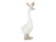Bílá vánoční dekorativní socha husy s čepičkou - 6*3*11 cm