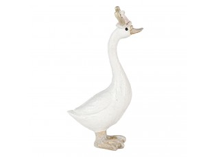 Bílá vánoční dekorativní socha husy s čepičkou - 6*3*11 cm