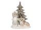 Vánoční dekorativní soška pejska a kočičky u stromečku - 11*9*15 cm LED osvětlení
