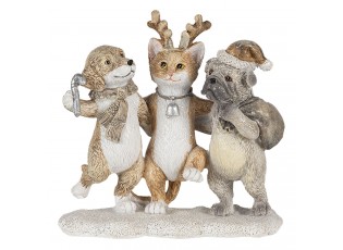 Vánoční dekorativní soška kočky a pejsků - 13*5*12 cm