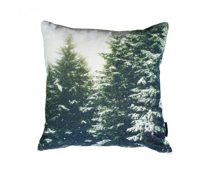 Sametový polštář se zasněženými stromy - 45*45*10cm