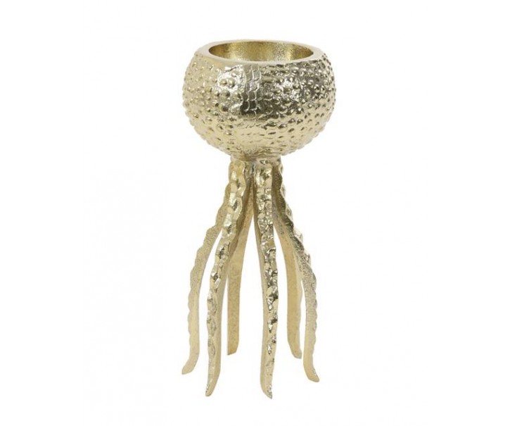 Zlatý kovový svícen Octopus S - Ø 13*25 cm