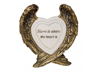 Dekorativní soška zlatých křídel s bílým srdcem - 12*3*13 cm