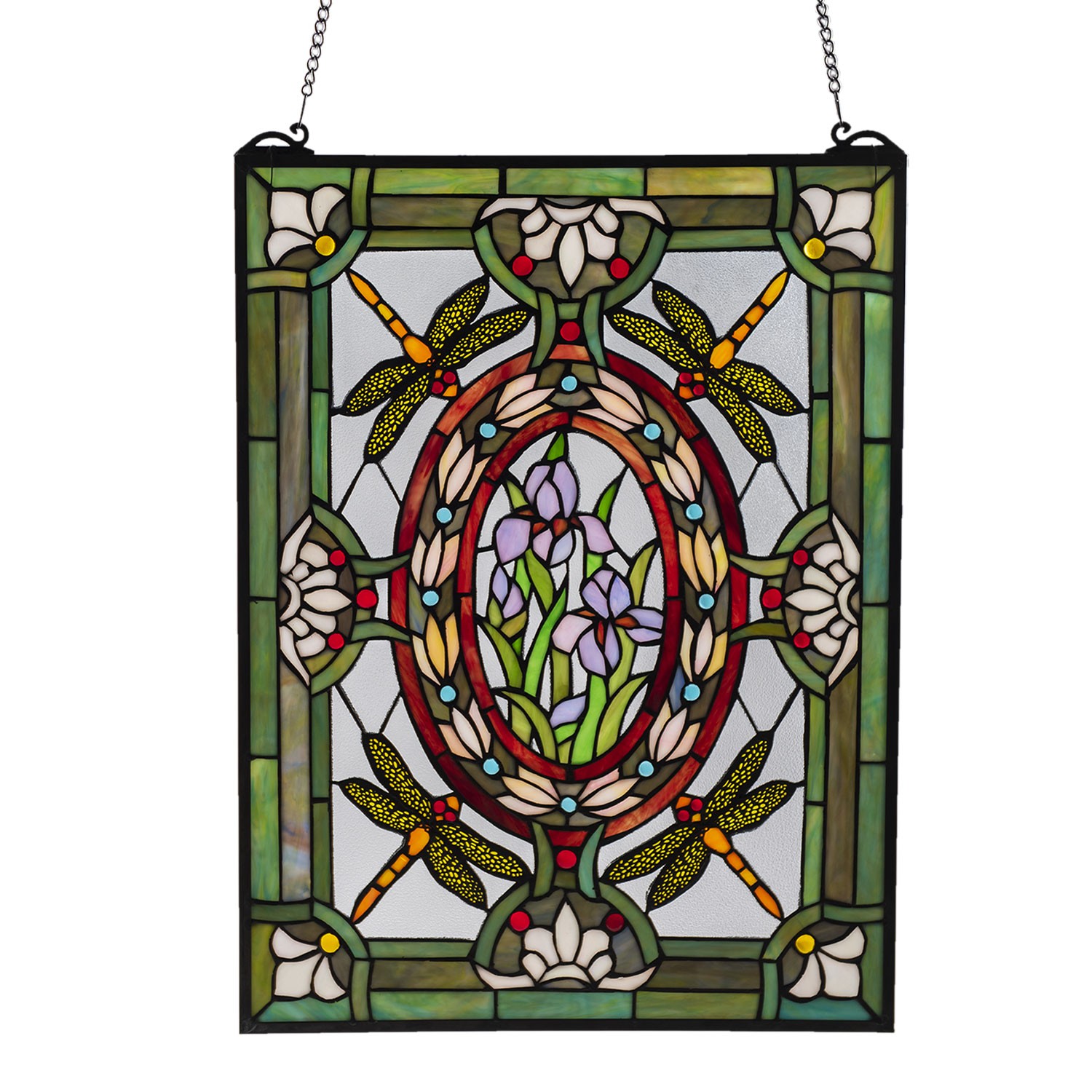 Levně Skleněný nástěnný panel Tiffany Flowers - 46*61 cm 5LL-6091