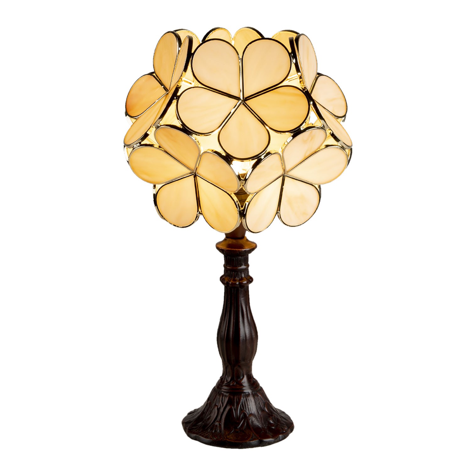 Žlutá stolní lampa Tiffany Bloom - 21*21*38 cm E14/max 1*25W Clayre & Eef