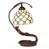 Krémová stolní lampa Tiffany Millie - 28*20*41 cm E14/max 1*25W Barva: Krémová, hnědáMateriál: metal / opálové skloHmotnost: 2,8 kg