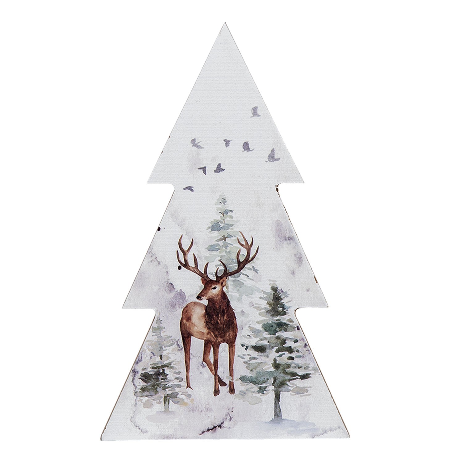 Levně Vánoční dekorativní stromek s jelenem - 10*2*17 cm 6H2037