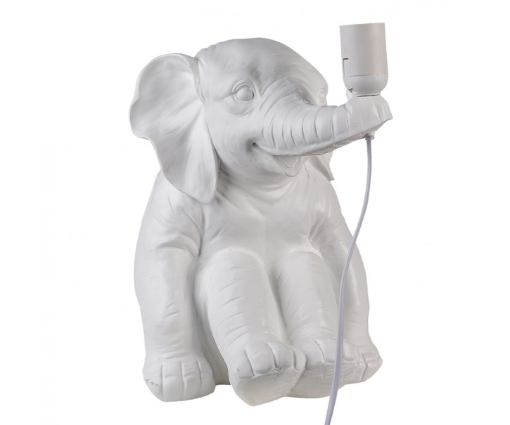 Bílá stolní lampa ve tvaru Slona - 29*23*34 cm / E27 Clayre & Eef